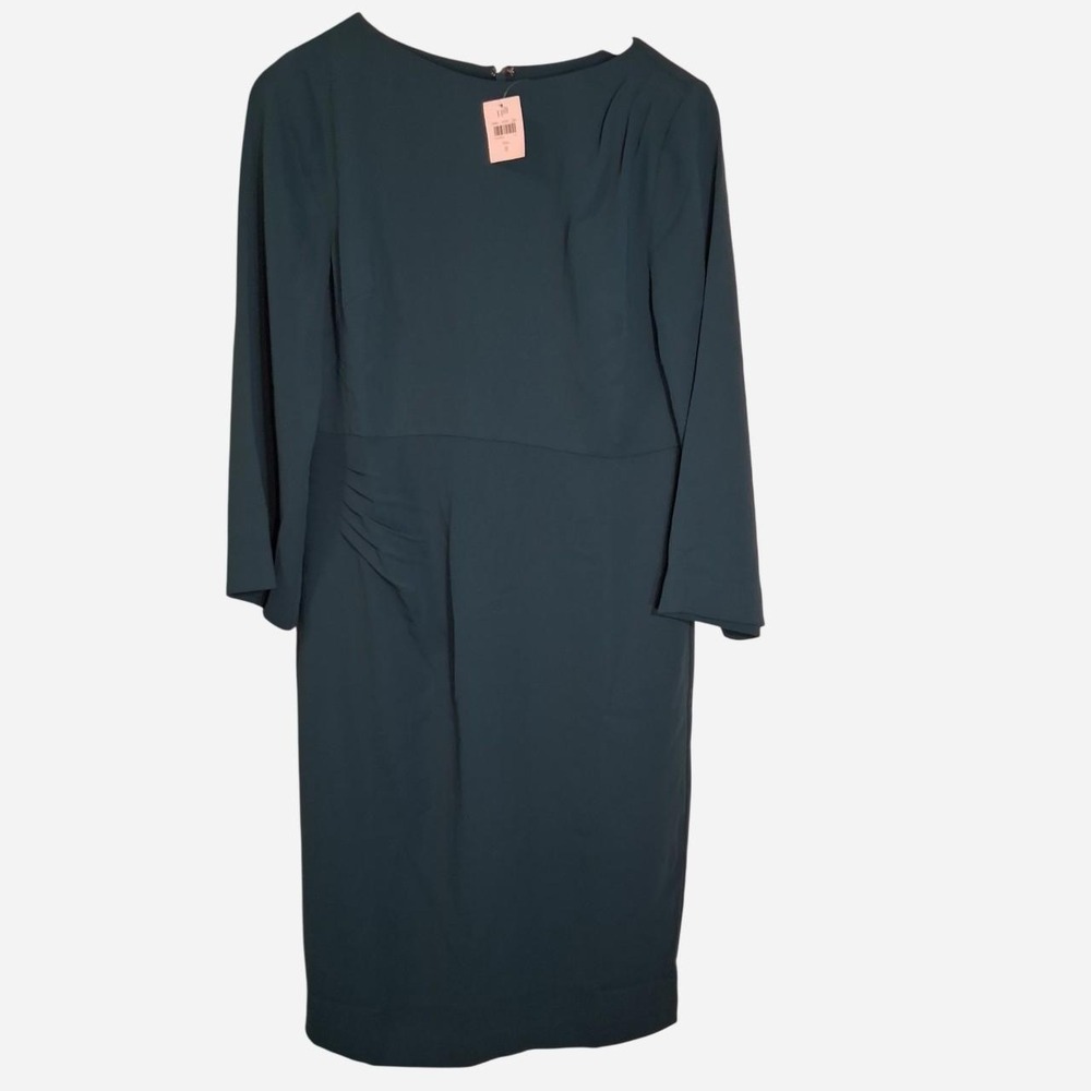 Womens J Jill teal midi dress with 3/4 sleeves sleeve has a slight bell - Picture 2 of 6